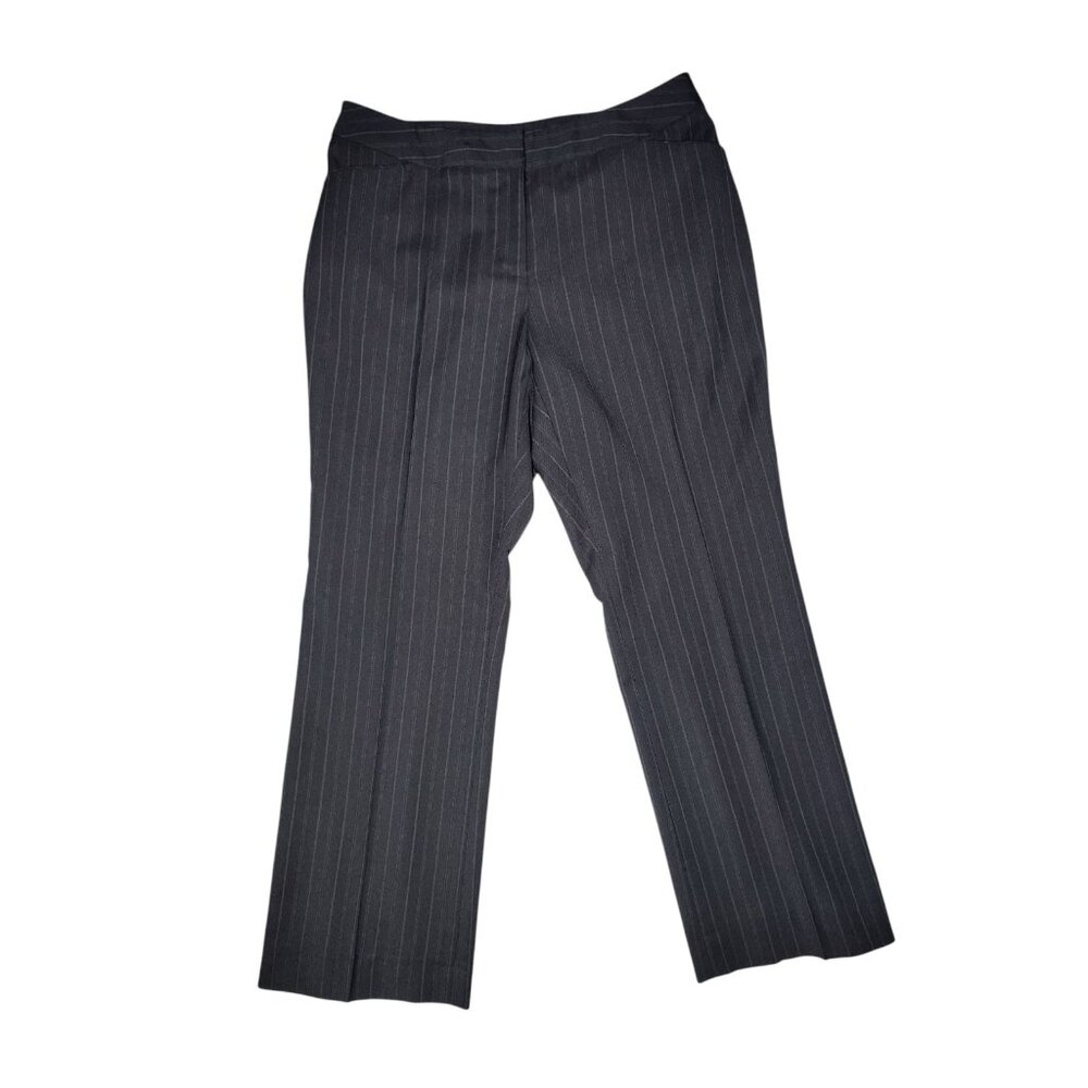 Style & CO Petite Stretch Black Gray Pinstripe Straight Mid Rise Dress Pants 10P